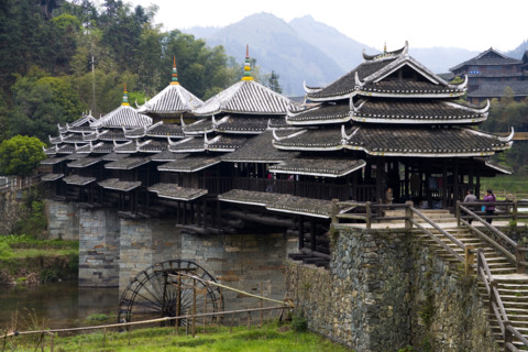 Roofed Bridge of Dong Minority,Guangxi Province,China