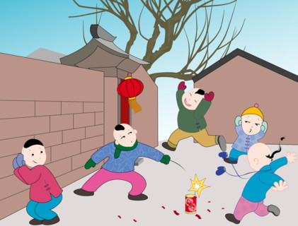 Kids setting fireworks