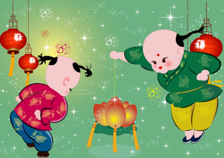 Kids celebrating Spring Festival