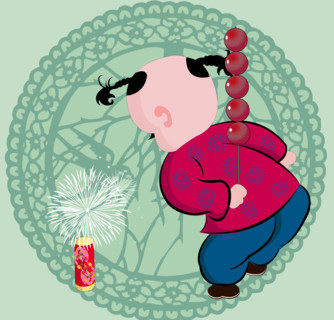 Kids celebrating Spring Festival