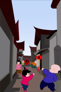 Kids celebrating Spring Festival