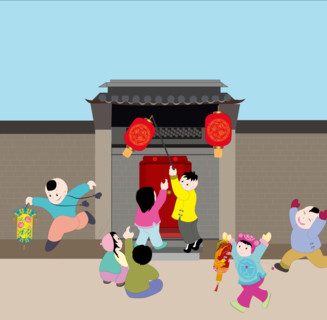 Kids celebrating Spring Festival