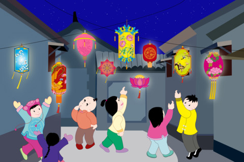 Kids celebrating Spring Festival