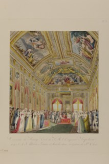 Cérémonie du mariage civil de Napoléon 1er et Marie-Louise d'Autriche dans la Galerie de Saint-Cloud (1er avril 1810)