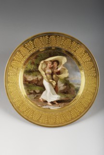 Assiette comportant une représentation de Paul et Virginie
