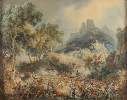 Lejeune, "Attaque du grand convoi ramenant les dames de la cour du roi Joseph en France"