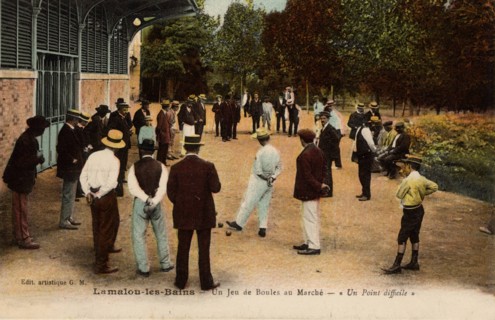 Postcard representing a bowls game in France