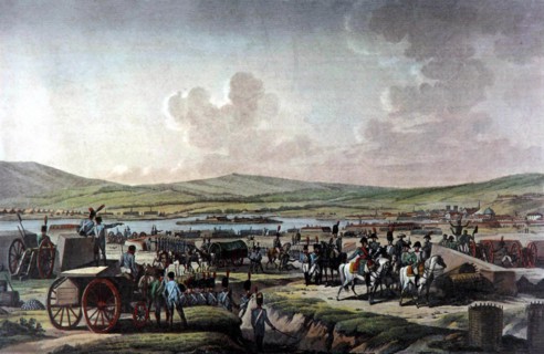 Napoléon visite les travaux du siège de Dantzig, dirigés par le Maréchal Le Febvre, le 19 mai 1807
