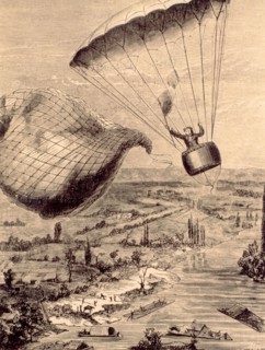 Garnerin,  engraving,  first parachute jump on October 22, 1797