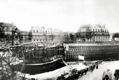 Paris, quartier saint-Michel, construction de la ligne n°4 du métro