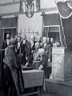 The constitutional oath of the new king of Serbia, Peter I Karageorgevich (Serbia, 1903)