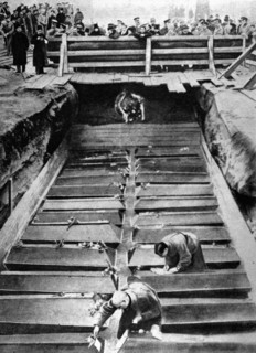 Russian Revolution. Burial of maximalist officers in Kiev, Ukraine (1918)