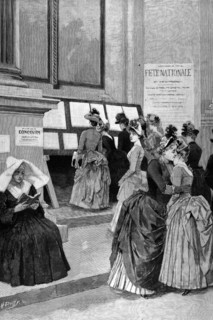 A Paris, les examens de l'hôtel de ville pour les jeunes filles In "Le Monde illustré", 1887
