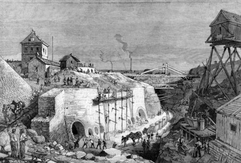 Les grands travaux de Paris. Etat des réservoirs de Villejuif In "Le Monde illustré", 1882