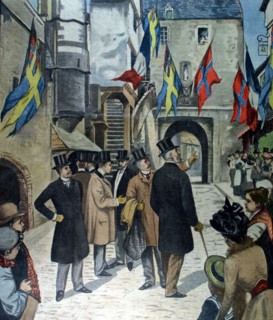 The King of Sweden visiting Mont Saint-Michel