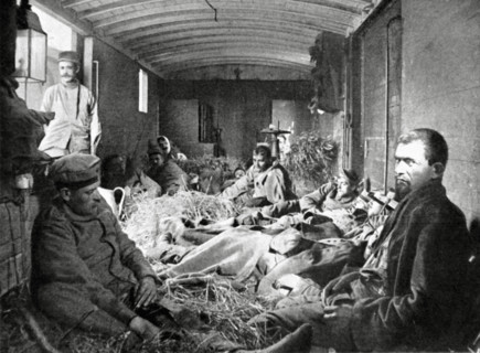 German war prisoners in a railroad car