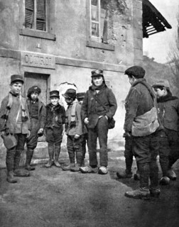 Alsacian schoolchildren in a village occupied by the French