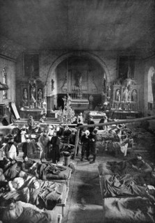 Temporary hospital in a church in Belgium, 1915