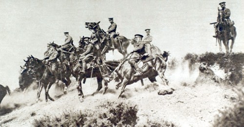 In Picardy, British cavalry training