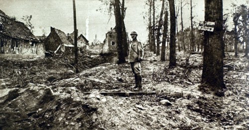 French troops retrenched in the village of Biaches