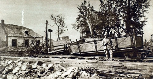 French troops  retrenched in the village of Biaches