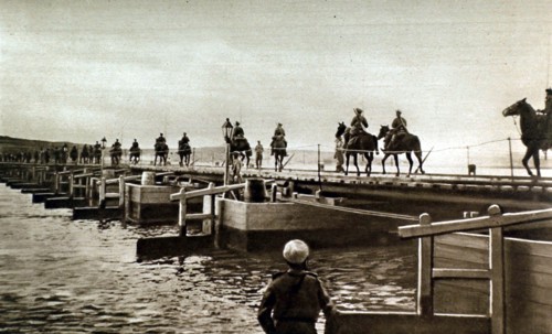 World War I. Russian troops entering Rumania (1916)