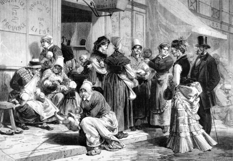 Paris. At the door of a wet nurse's office (1874)