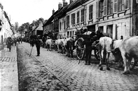 World War I. Exodus of inhabitants of Aisne