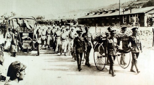 World War I. Funeral of Sister G.M. Wake, killed by German "Gothas" during the bombing of the Canadian hospital