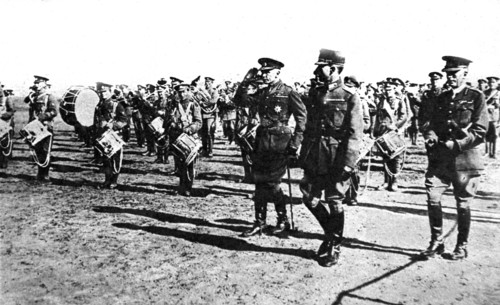 World War I. King Alexander of Greece visiting the Macedonian  front