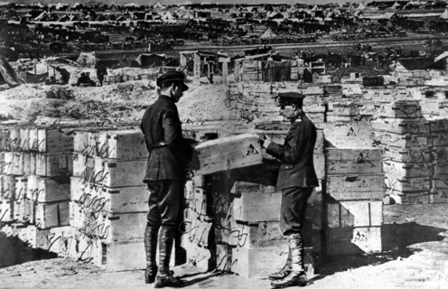 World War I. Behind the front, British munitions stocks