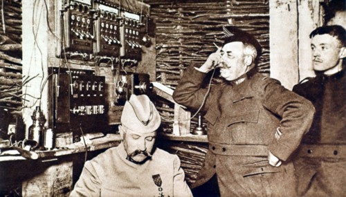 World War I. An army telephone exchange.