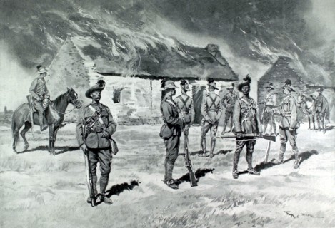 Guerre du Transvaal. Incendie d'une ferme boer (1901)