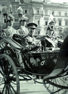 Charles II of Romania on his way to the Chamber of Deputies to take the oath (1930)