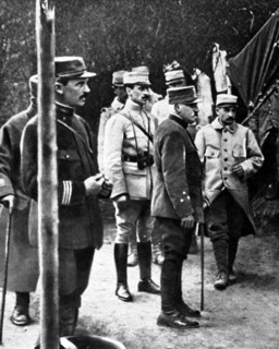 World War I. General de Currières de Castelnau on an inspection tour at the front (1915)