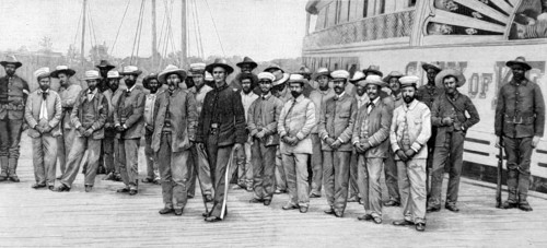 Colonel Cortijo and the other Spanish captured prisoners aboard a ship on April 29, 1898