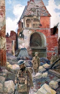 Soldats anglais sur les vieux remparts de Péronne (mars 1917)