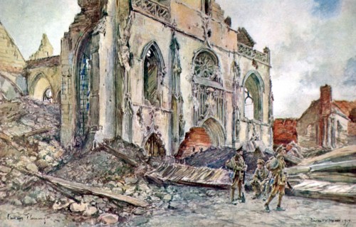 Ruines de la cathédrale de Péronne (1917)