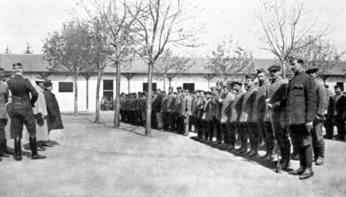 French Minister of War, Mr. Millerand, paying a visit to the prisoners of war (1915)