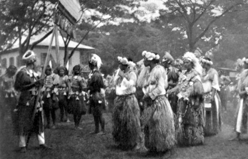 Tahiti. A 'himene', a Tahitian women's choir (French National Day, 1922)