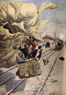 Un aérostat tombe sur la voie ferrée au moment de l'arrivée du rapide Lyon-Marseille, du 1 septembre 1907