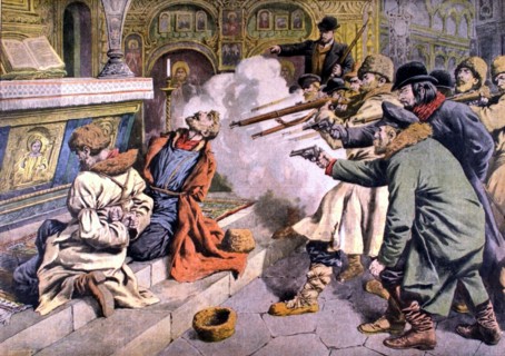 Un groupe de révolutionnaires exécute deux d'entre eux accusés d'avoir trahi leur cause à Slankow, du 24 février 1907