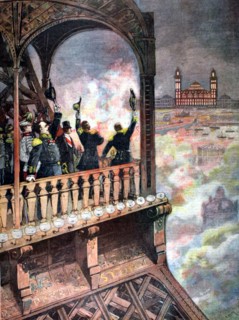 Fireworks seen from the Eiffel Tower in Paris (1893)