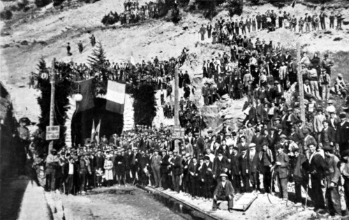 Célébration du percement du tunnel de Somport qui reliera Pau à Saragosse (1912)