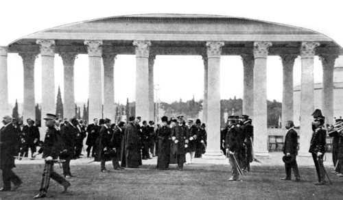 The Olympic Games in Athens. Entry of the royal cortège at the stadium propylaeum (April 22, 1906)