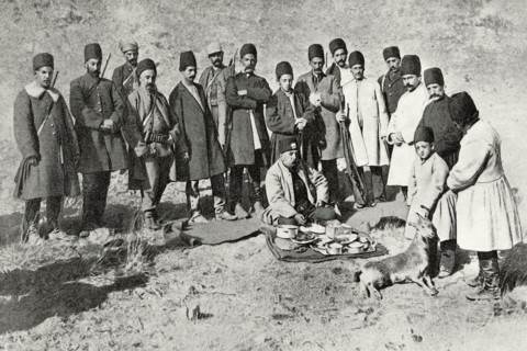 The Shah of Persia hunting mouflon, 1900