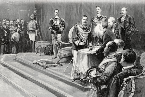 King Victor Emmanuel III taking oath of office, 1900