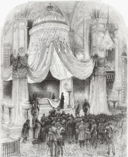Les obsèques de l'impératrice Marie-Alexandrovna à Saint-Pétersbourg, in "Le Monde illustré" du 26 juin 1880.