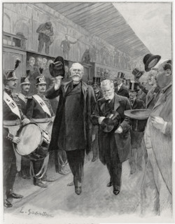 King Oscar II of Sweden and Norway arriving in Paris, 1900