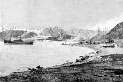 The "Virgo", ship of the Andrée expedition to the North pole, leaving Goteborg in Sweden, in 1896